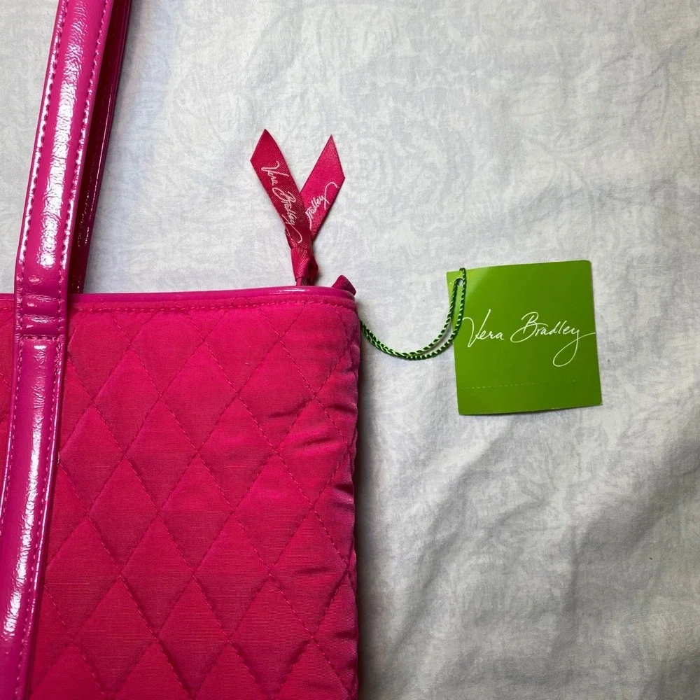 Vera Bradley Small Trimmed Vera Tote Bag Fuchsia Pink Quilted NWT